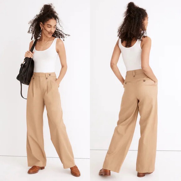 Madewell Pants - Madewell Women's Harlow Wide-Leg Pants in Khaki Size 6